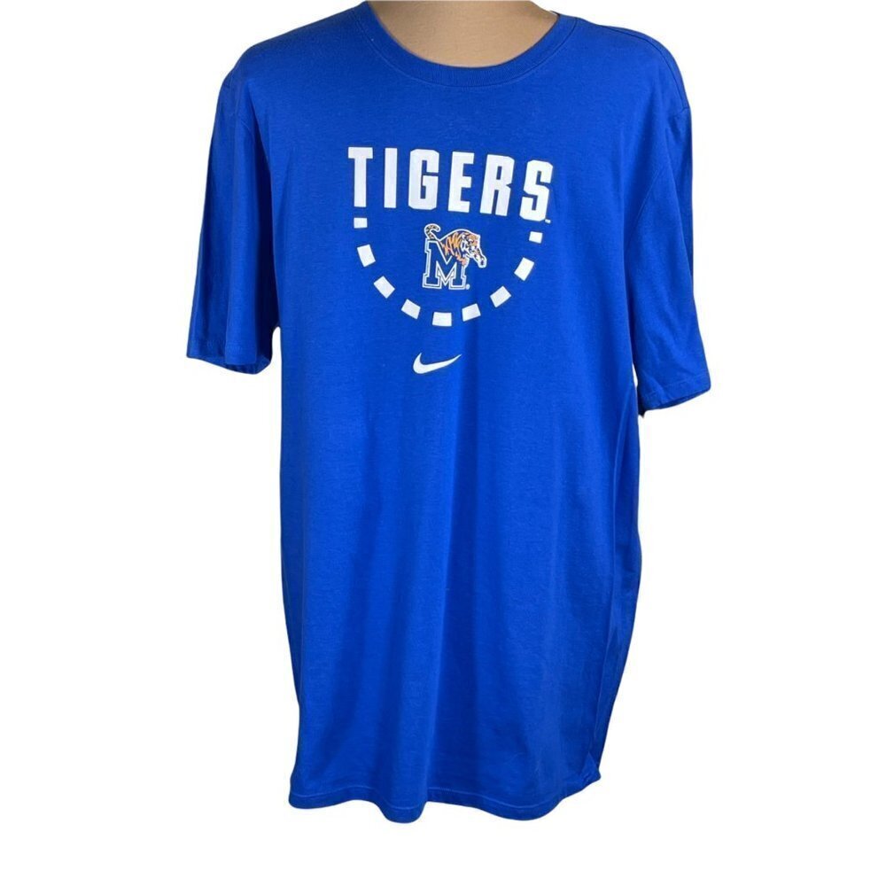NWT Nike Men's Memphis Tigers Short Sleeve Screen Print T-Shirt Blue/ White L